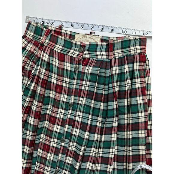 VTG Michel Sport Size Small Plaid Tartan Skirt Set Christmas Pleated Academia - Picture 10 of 15